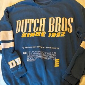 Dutch Bros Blue and Yellow Crewneck Sweater